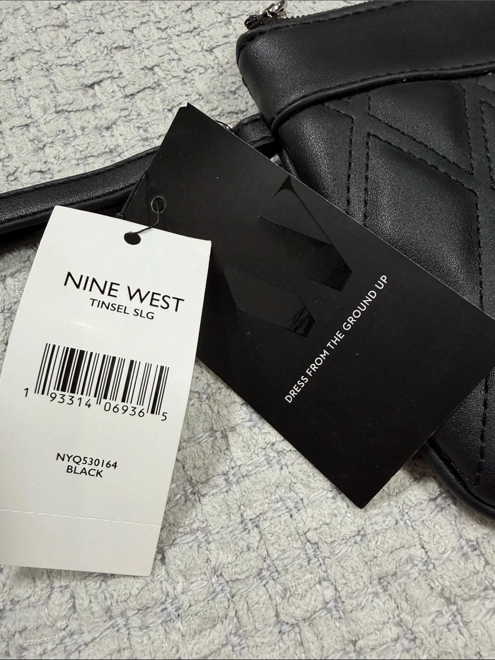 NWT’s Nine West Tinsel SLG Black Quilted  Clutch  Wristlet Catchall Bag